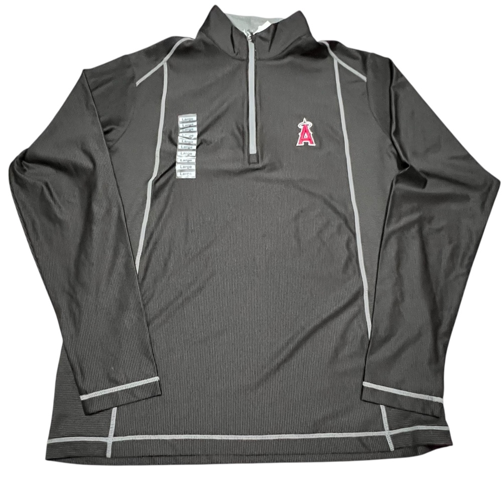Antigua Lightweight Athletic Jacket pullover black gray stripes men’s size Large